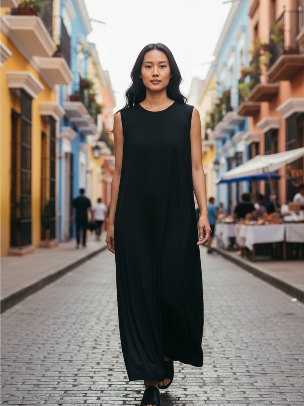 UNIQLO Navy Blue Sleeveless Maxi Dress - Size Small NWOT